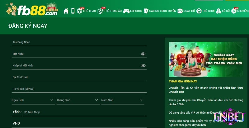 Đăng ký tài khoản nhà cái Fb88 cực kỳ đơn giản