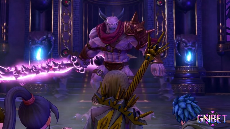 Giao diện màn hình chiến đấu với boss trong Dragon Quest XI